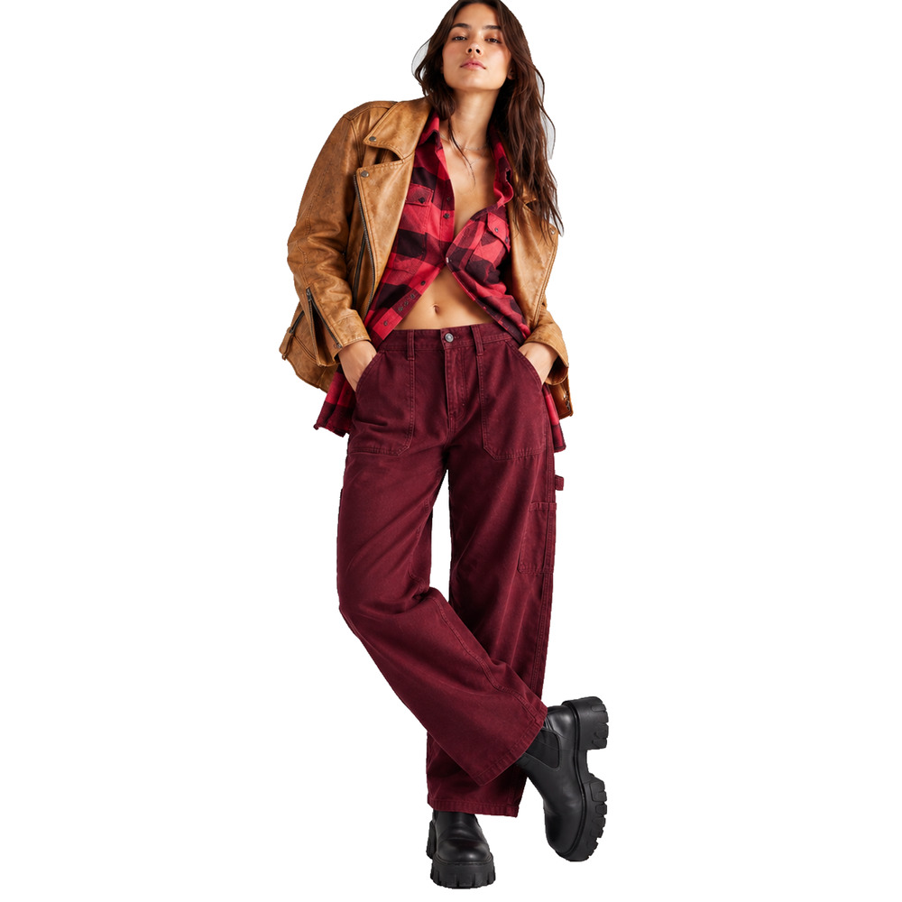 Free People Stay Awhile Carpenter Pants Size 8 Low Rise Utility Y2K